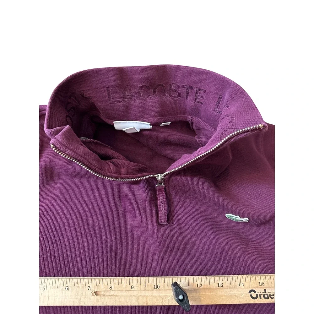 Lacoste Quarter Zip Pullover‎ Mens XL Burgundy Ribbed Cotton preppy